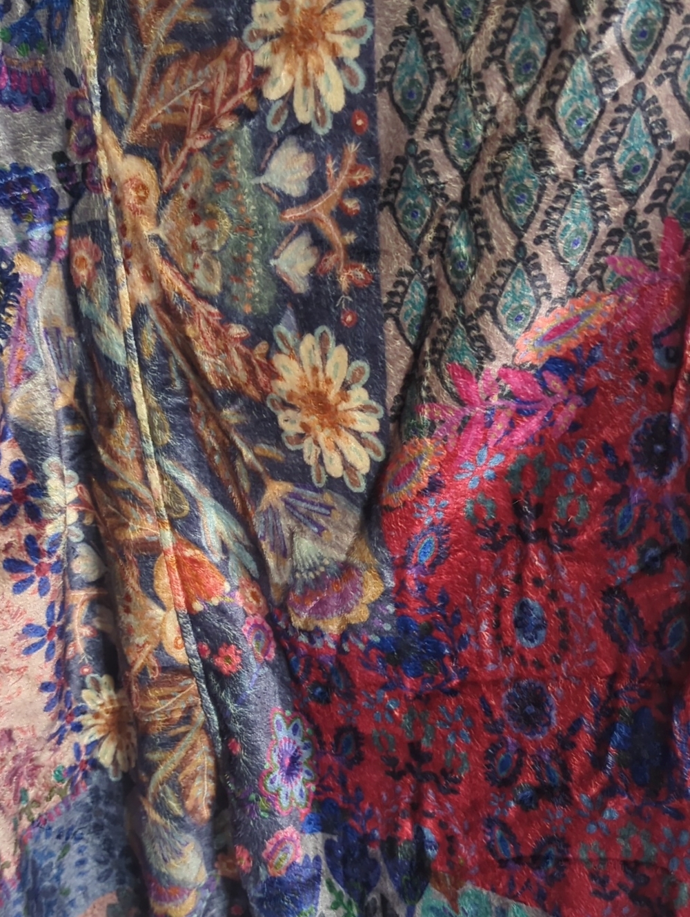 Natural Life Womens Hooded Blanket Robe Boho Jewel Tone Gypsy Floral Medium Smal - Picture 5 of 16